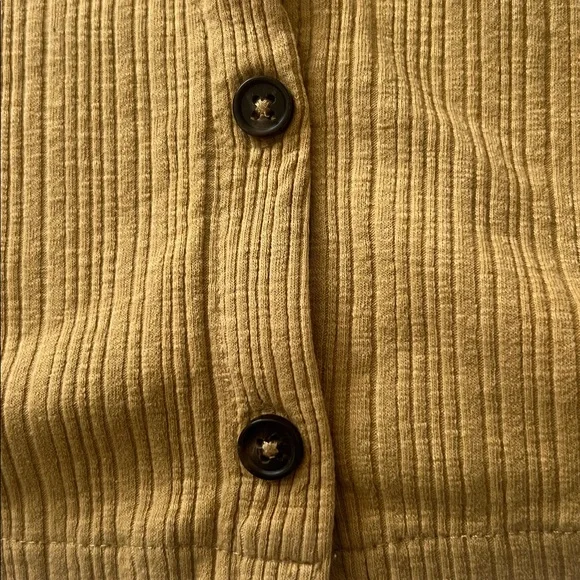 Madewell Mustard Button-Down Ribbed Shirt - Picture 4 of 5